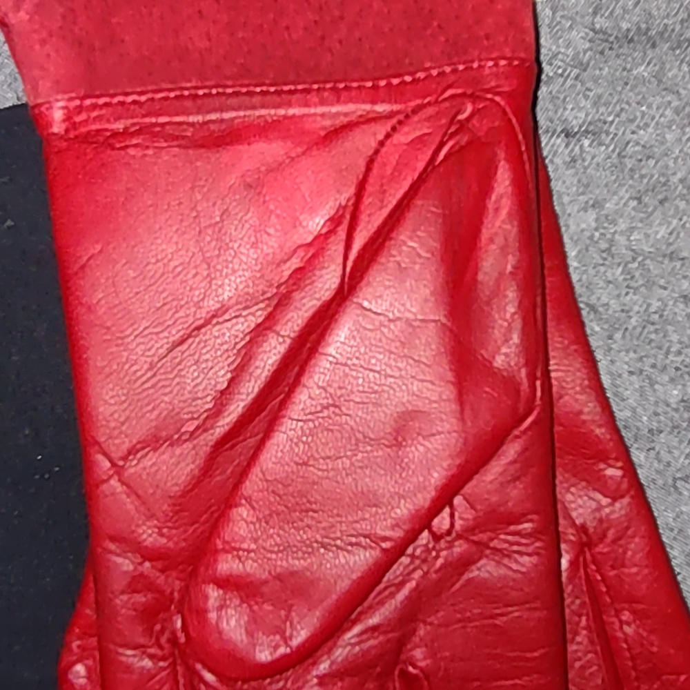 Red leather gloves